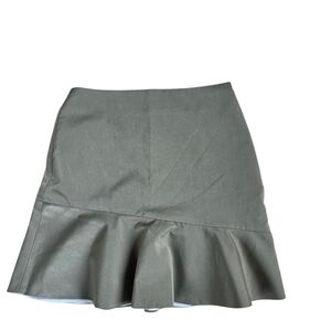 Sage Green Ruffled Mini Skirt Size S Side Zip